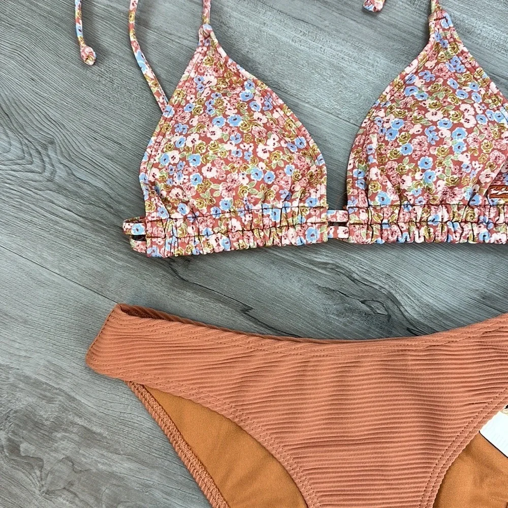 ☀️BILLABONG☀️ Chase The Sun Double Ruched Triangle TANLINES BONDI PANT BIKINI